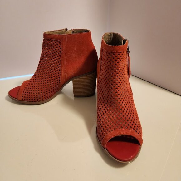 Sole Society Orange Open Toe Suede Booties - Picture 3 of 10